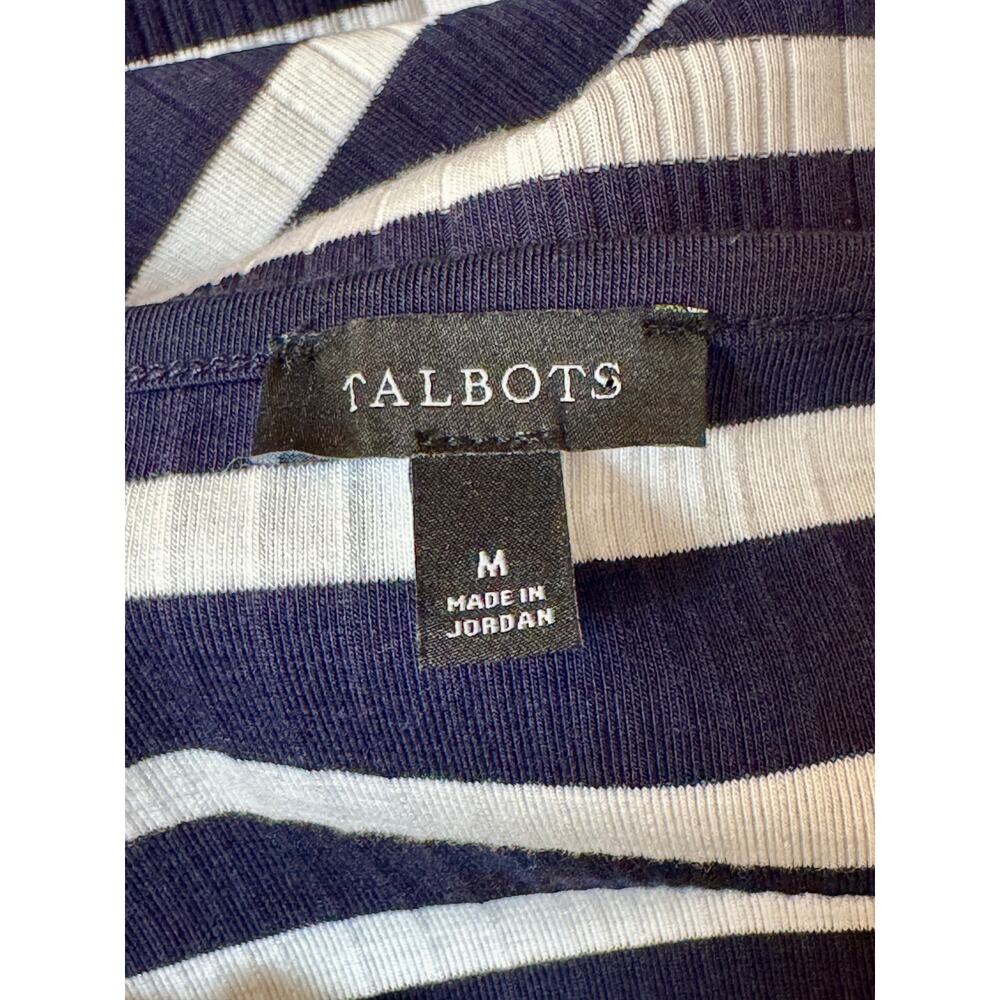 TALBOTS NAVY BLUE AND WHITE STRIPE CARDIGAN SIZE MEDIUM - Picture 9 of 10